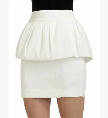 $83 - NEW W118 By Walter Baker White ‘Quinn’ Textured Peplum Skirt Sz 8 • $18