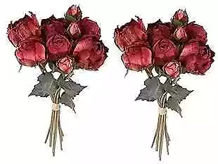 Peonies Artificial Flowers 2 Bouquets Vintage Peonies 18pcs Silk Peonies Red • $40.39