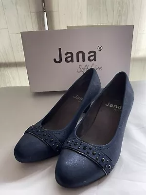 £24.99 • Buy Jana Soft Line Navy Blue Metallic Court Shoes Uk6 Immaculate 