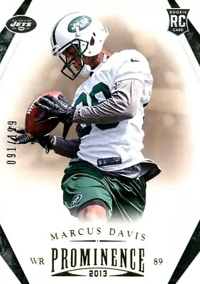 2013 Panini Prominence Gold New York Jets Football Card #161 Marcus Davis /199 • $2.70