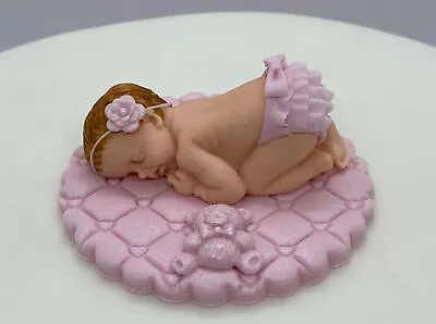 ✿ Handmade Pink Baby Girl Cake Topper Plaque Baby Shower Birthday Christening ✿  • £9