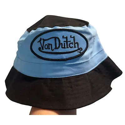 NWOT Von Dutch Kids Bucket Hat Blue On Blue 2 Tone Y2K Retro Embroidered • $13.99