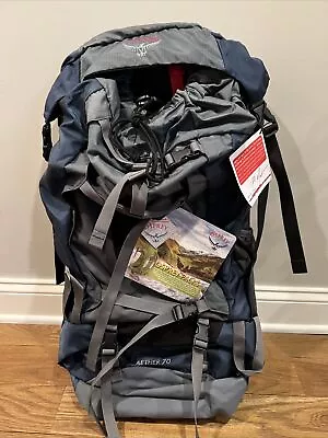 Brand New Osprey Aether 70 Blue Grey Hiking & Camping Backpack | Color Bluestone • $249.95