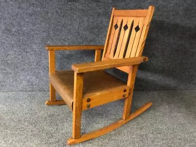 Antique Mission Oak Arts & Crafts Stickley Style Childs/Kids Rocking Chair • $219.95