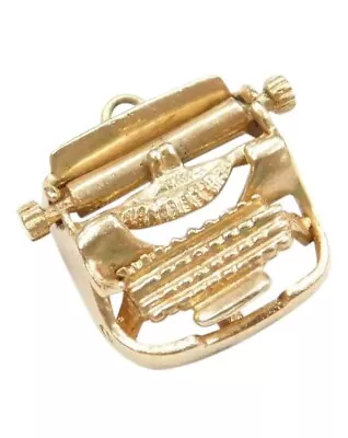 Vintage 14k Yellow Gold Mechanical Detailed Typewriter Collectible Charm Pendant • $410