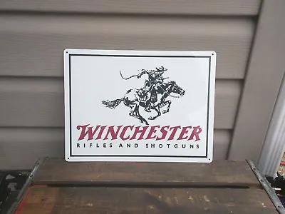 Winchester Metal Sign Gun Shop Garage Hunting Cabin 9x12  50148 • $25.95