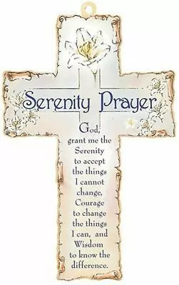 SERENITY PRAYER 6  WOOD CROSS Hanging Wall Plaque Cross Prayer Verse Religious  • £5.25