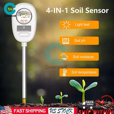 4-in-1 Soil PH Water Moisture Light Tester Fertility Meter Plant Seeding Grow US • $17.09