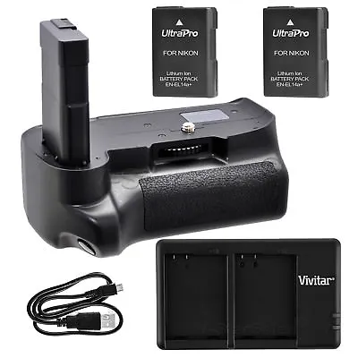 Battery Grip For Nikon D3100 D3200 D3300 + 2x EN-EL14a Battery +USB Dual Charger • $59.99