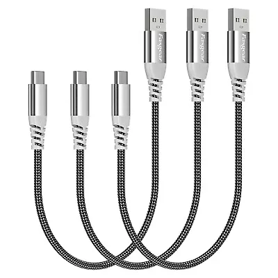 Short USB C Cable-30Cm 3 Pack Fasgear Fast Charging USB A To Type C Cord Nylon • $16.27