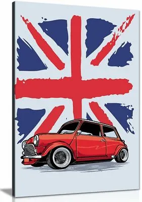 Classic Mini Cooper England Abstract Garage Canvas Wall Art Picture Print • £11.99