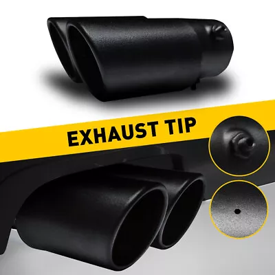 Black Stainless Steel Car Rear Dual Exhaust Pipe Tail Throat Muffler Tip Round • $19.99