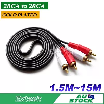 Gold Plated 2 RCA To 2 RCA Male To Male Dual Phono Stereo Audio Cable Cord • $4.75