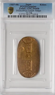 Japan  (1837-1858) Tenpo Gold Koban 1 Ryo PCGS UNC DETAILS - SPECTACULAR ! RARE! • $3750