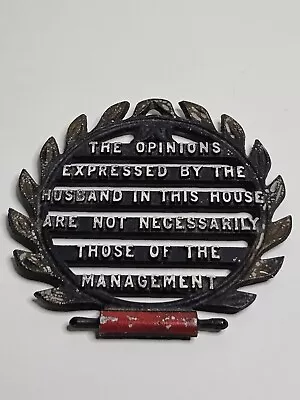 VINTAGE Funny Sayings Pot Metal TRIVET Wall Hanging  “House Management  • $14.99