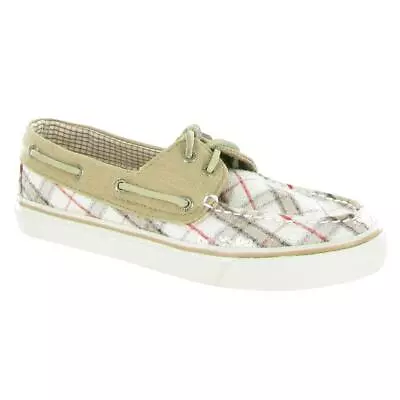 Sperry Top Sider Bahama Beige Canvas Sequin Plaid Boat Shoes Size 9 • $49.99