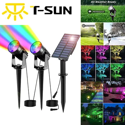 £25.99 • Buy T-SUN Solar 2-in-1 Spot Light RGB Landscape Lights Color Changing Garden Lamps