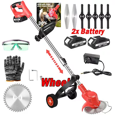 Garden Tool Cordless Grass Trimmer Lawn Grass Brush Cutter Blade Whipper W/Wheel • $52.99