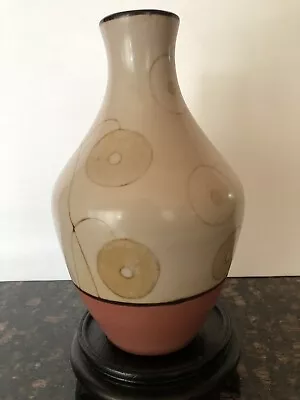 Chulacanas Peru Clay Pottery Vase  Abstract Pastel Florals Peter Zaumes Sgn’d • $24.50