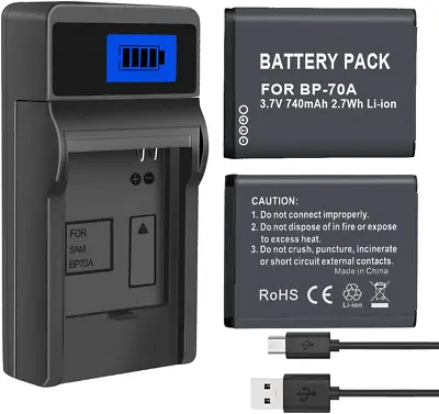 CITYORK EA-BP70A [2 Pack] Battery & Charger Compatible With Samsung BP-70A ES73 • £25.61