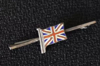 Union Jack Tie Pin Bar Brooch England Silver And Enamel Paint A Vintage Classic • £39.99