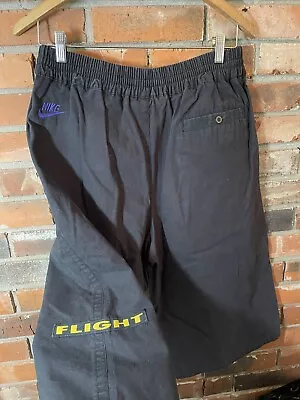 Vintage Nike Flight Black Shorts Jordan 80s Rare Jorts Medium Baggy • $129.99