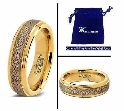 6mm LADIES Genuine Gold IP Tungsten Carbide Loyal Celtic Knot Wedding Band Ring  • $35.40