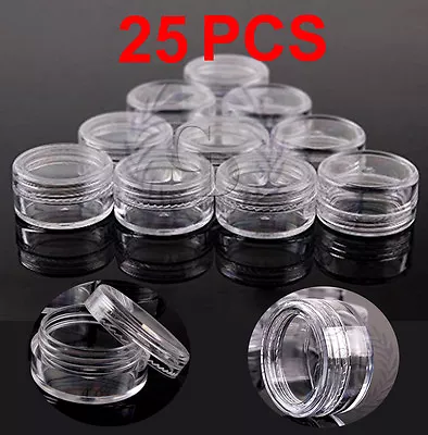 25 Pieces Clear Plastic Cosmetic Sample Container 5 Grams Jars Pot Small Empty  • $7.49