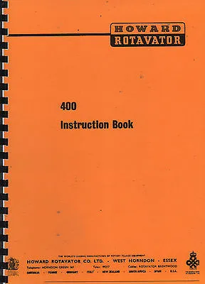 Howard  400  Garden Rotavator Instruction Manual • £9