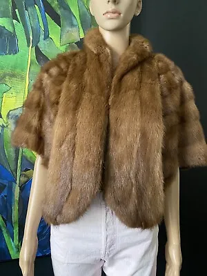 VTG BROWN Bolero Wrap MINK FUR  COAT SIZE S-M • $109.24