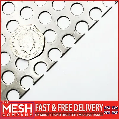 £5.49 • Buy SS304 Round (10mm Hole X 15mm Pitch X 1.5mm Thick) Perforated Mesh Sheet Plate