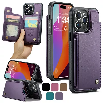 For IPhone 15 14 13 12 11 Pro XR XS Max Leather Wallet Card Slot Back Case Cover • $10.66