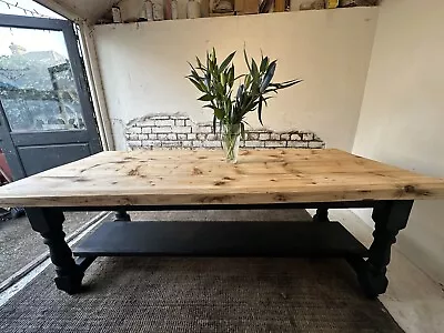 7 Foot Solid Oak Farmhouse Refectory Kitchen Dining Table Refurnished Heavy • £620