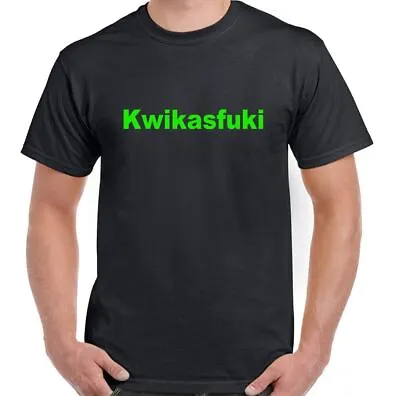 Kawasaki T-Shirt Kwikasfuki Mens Funny Biker Motorbike Ninja Sports Bike Racing • £8.98