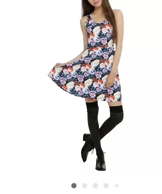 Disney Hot Topic Alice In Wonderland Floral Pansies Cosplay Skater Dress S EC • £27.01