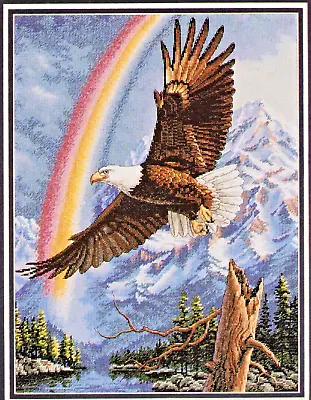 Dimensions Gold Collection Cross Stitch Kit Rainbow Eagle Mountains VINTAGE  OOP • $79.50