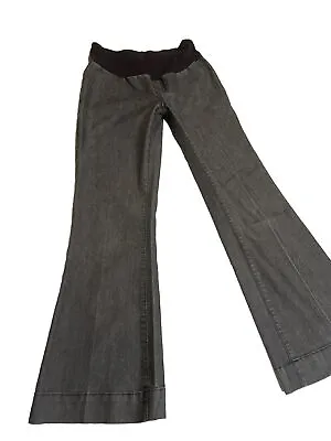 Womens ANA Maternity Belly Band Wide Leg Flare Boot Dark Pants Small Bell Bottom • $12