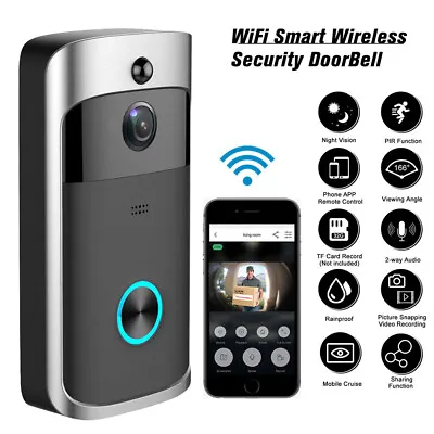 Smart Wireless WiFi Ring Doorbell Intercom Video Camera Door Bell Security Black • $39.99