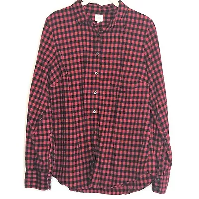 J Crew The Perfect Shirt Womens Medium Red Black Plaid Button Up Long Sleeves • $19.98