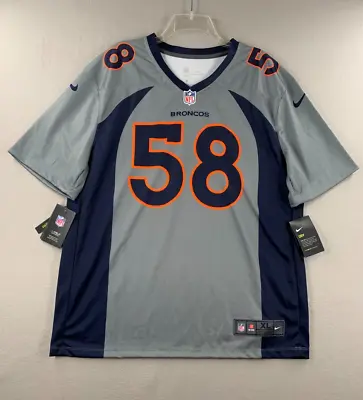 Von Miller Denver Broncos Nike Inverted Legend Jersey Men's XL Gray NFL #58 New • $136.98