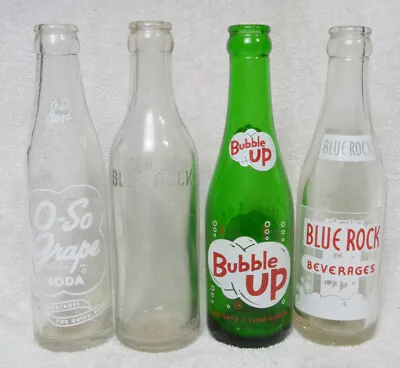 LOT Fairview Montana Vintage Soda Bottles ACL Embossed O-So Bubble Up Blue Rock • $49