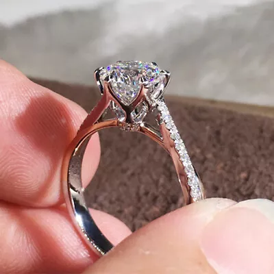 $2.20 • Buy Fashion 925 Silver Filled Cubic Zircon Ring Women Jewelry Wedding Gift Sz 6-10