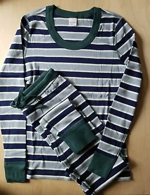 Nwot Hanna Andersson Women's Scoop Neck Blue Striped Pajamas  Pjs Medium M 8 10 • $57.99