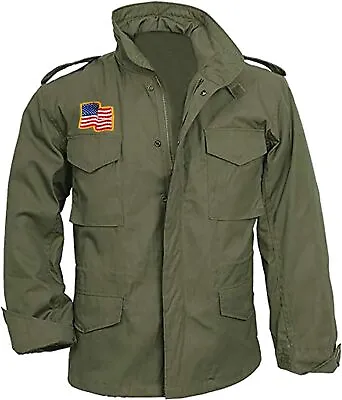 Mens Sylvester Army First Blood M65 Military Lightweight Jacket Green Cotton • $89.99