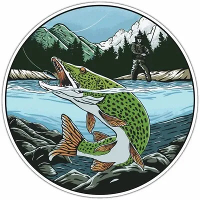 Pike Musky Fish Fishing Fisherman Car Bumper Window Sticker Decal 4.6  • $3.99
