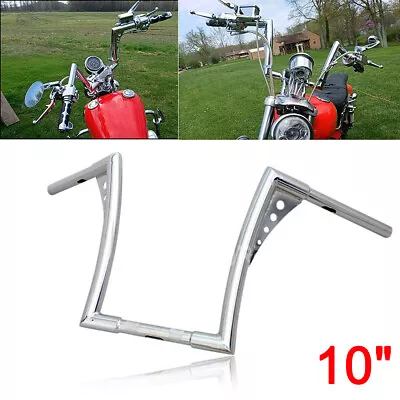 10  Rise 1 1/4  Handlebar Ape Hanger Bar Fit For Harley Softail Sportster Chrome • $115.99