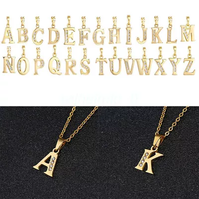 AU SALE 18K Gold GP Letter Pendant Necklace 24 Inital Letter 45/60cm Box Chain • $15.04