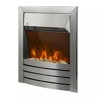 Zanussi Inset Fire Heater 2000W Electric Stainless Steel LED Timer ZEFIST1001SS • £124.99