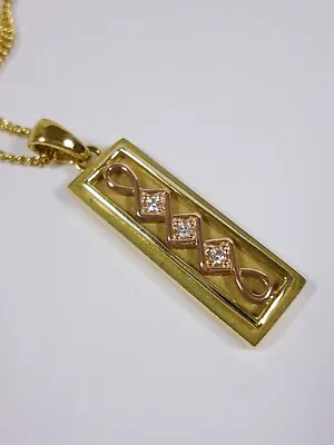 Clogau 9ct Rose & Yellow Gold Ingot Queen Elizabeth Diamond Pendant Ltd Ed • £475