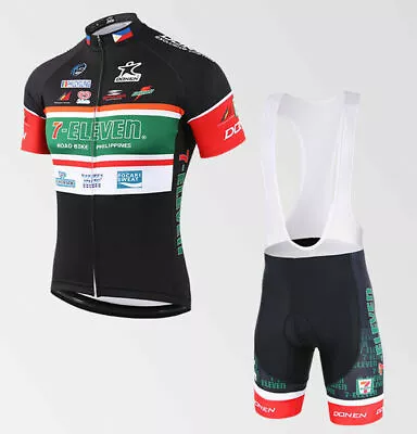 Retro 7 Eleven Cycling Jersey Bib Short Set Cycling Jersey Cycling Bib Shorts • $20.63